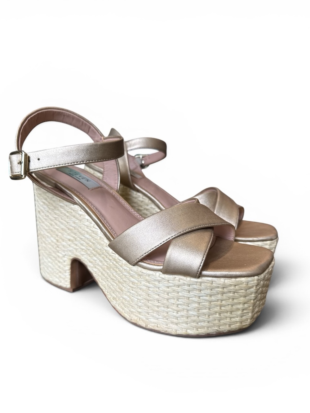 Steven by Steve Madden Gold Daire Espadrille Platform Sandals Women’s Size 8M